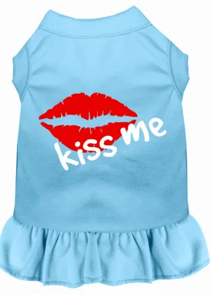Kiss Me Screen Print Dress Baby Blue Xl