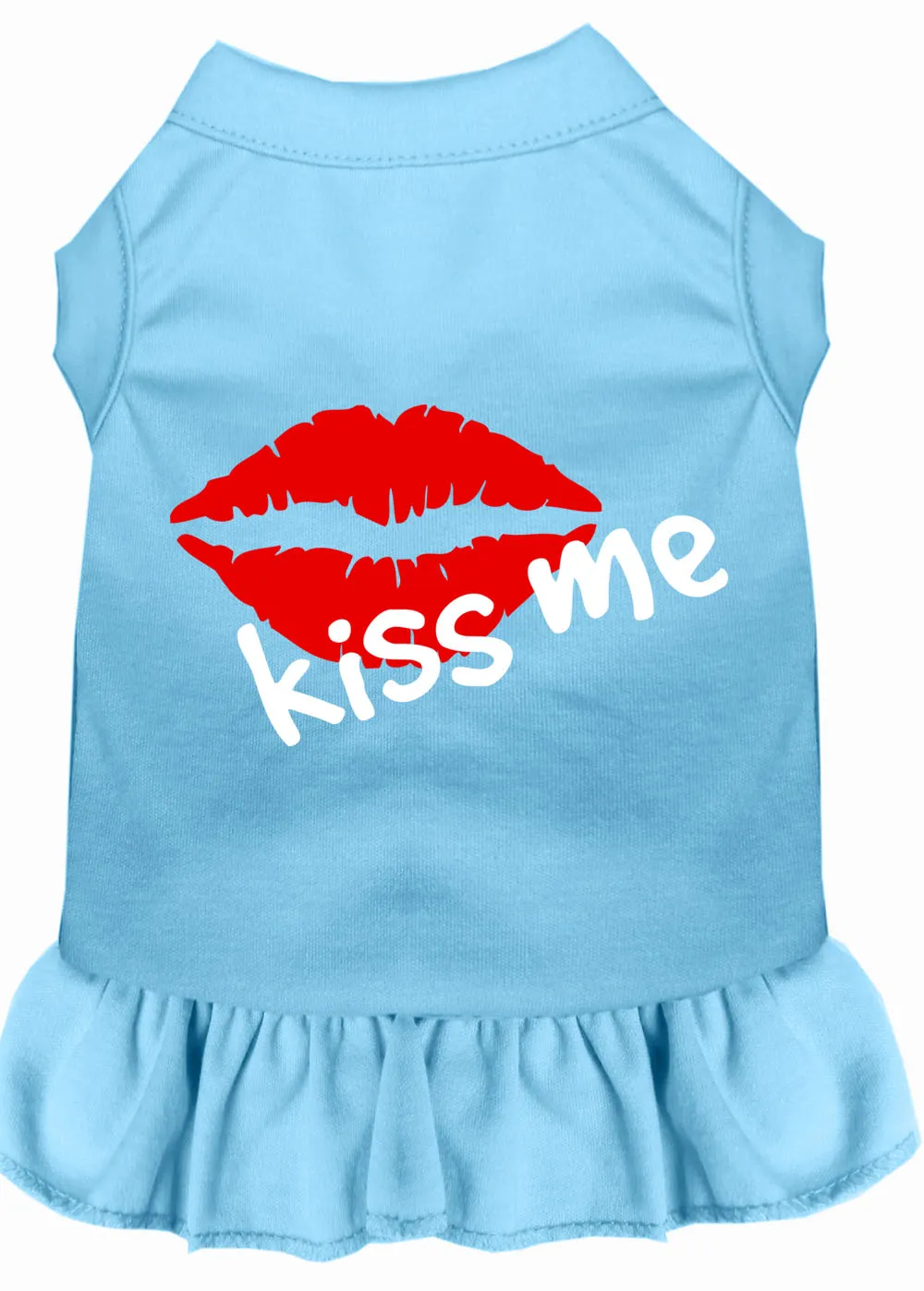 Kiss Me Screen Print Dress Baby Blue Xl