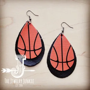 **Leather Basketball Teardrop Earring 207z