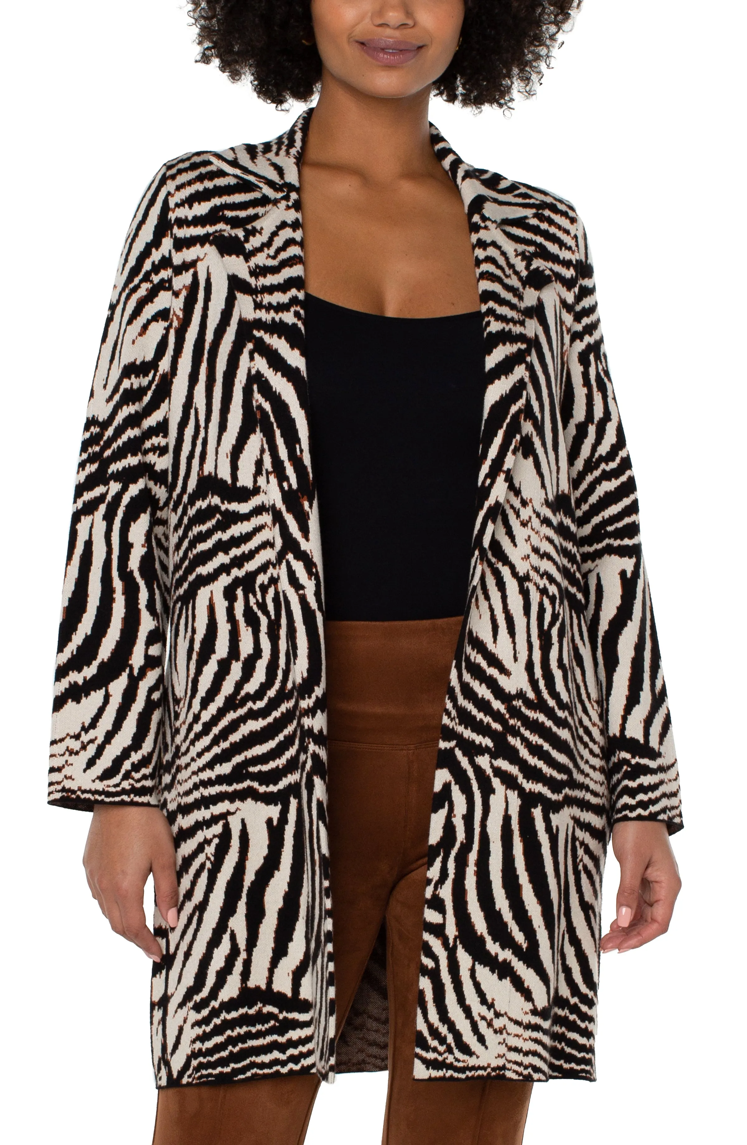 Liverpool Open Front Coatigan Sweater (Abstract Zebra)