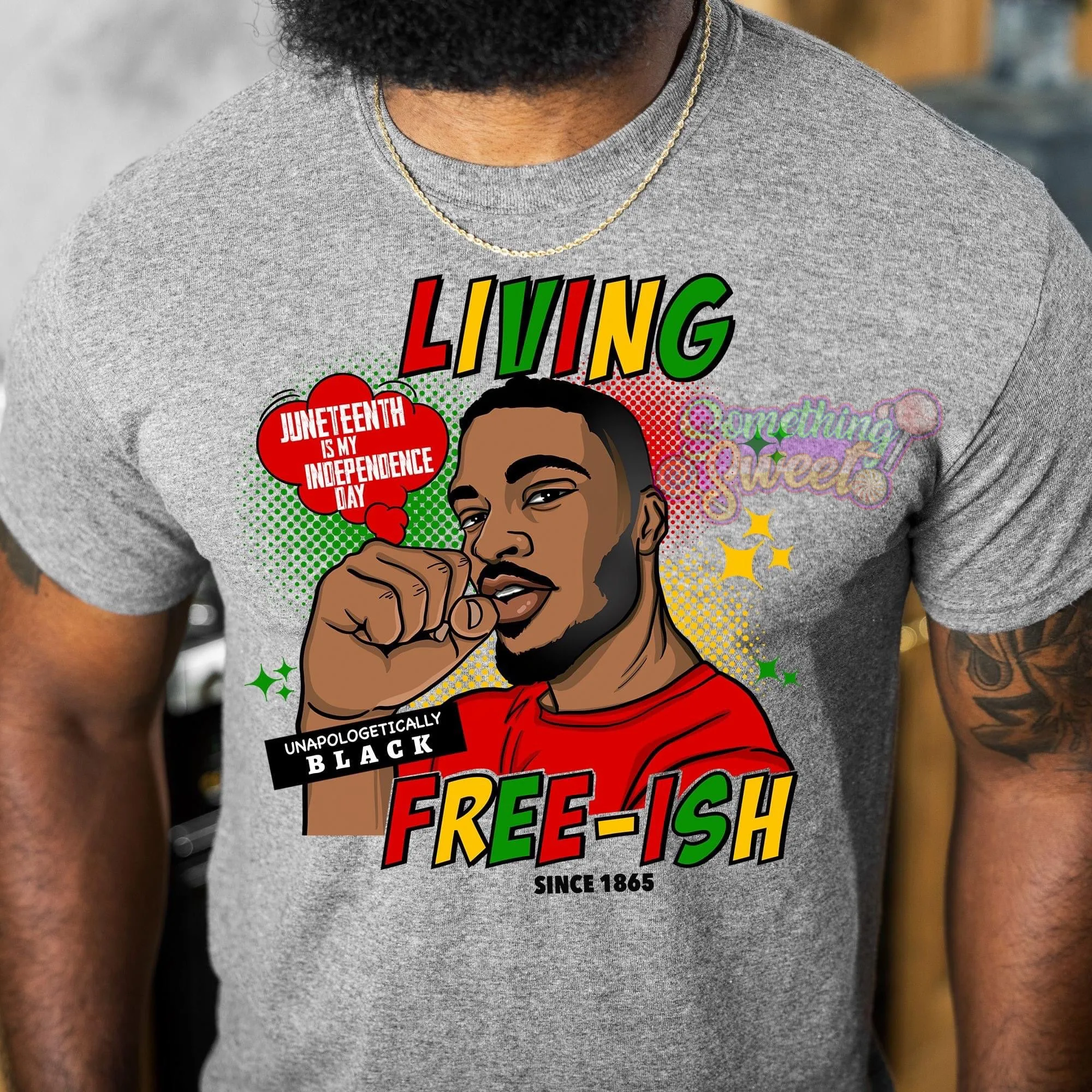 Living Free-Ish Male Juneteenth Tee