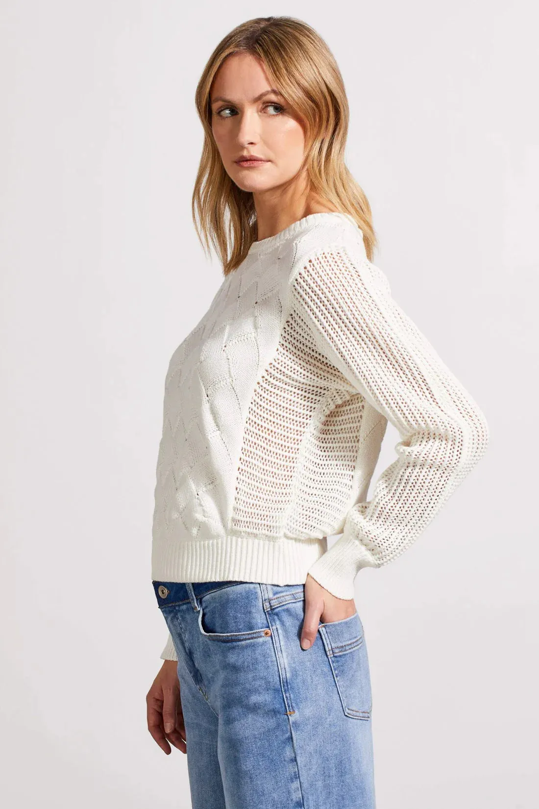 Long Sleeve Dolman Crewneck Sweater [Eggshell-5551O]