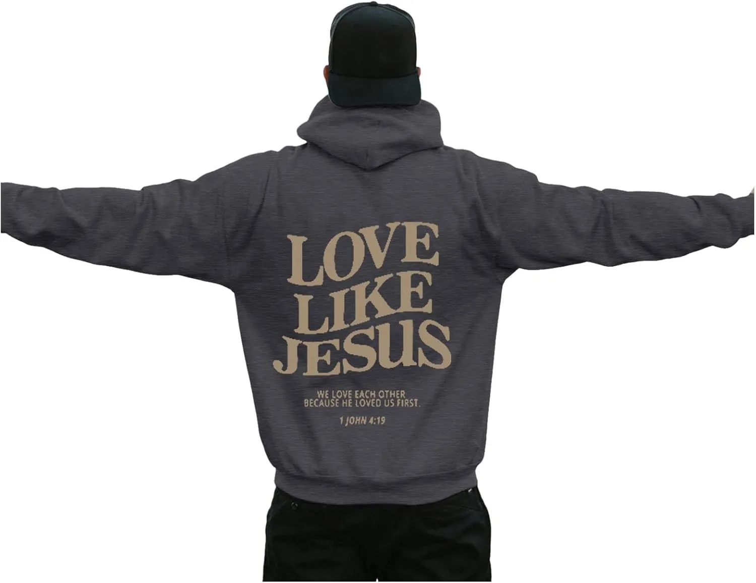 Love Like Jesus Hoodies for Men Christian Religious Sayings Pullover Sweater Trendy Bible Verse Fall Preppy Outfit