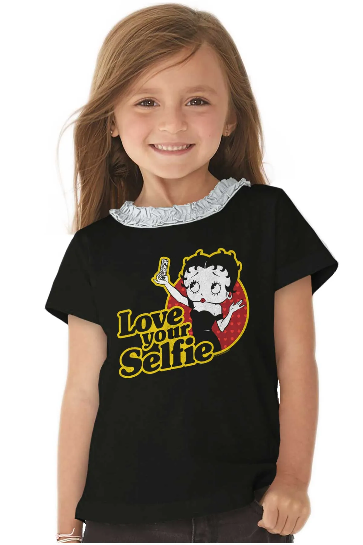 Love Your Selfie Toddler Ruffled Trim T-Shirt