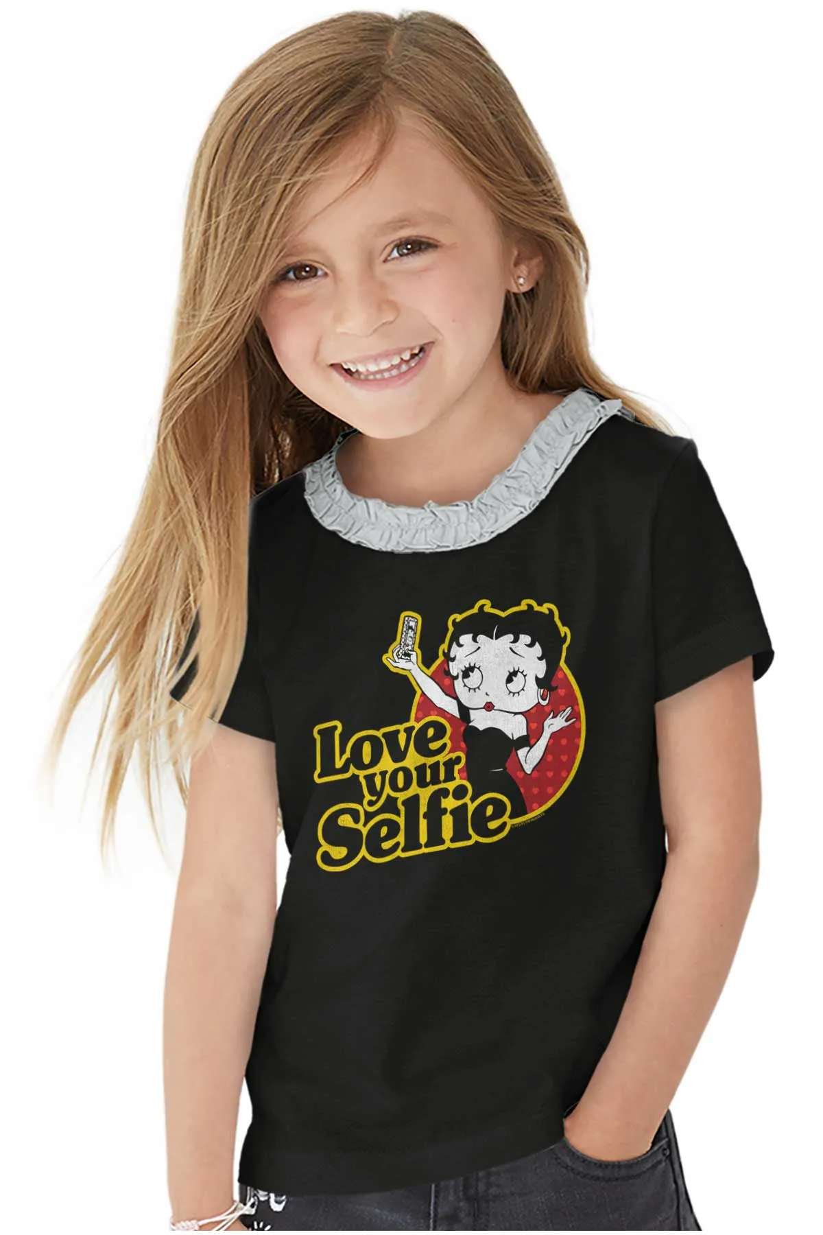 Love Your Selfie Toddler Ruffled Trim T-Shirt