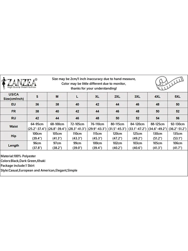 LVSANW ZANZEA 2024 Vintage Cargo Maxi Skirts Women Elegant Loose Jupes Office Big Pockets Jupes Autumn Elastic Waist Skirts Streetwear