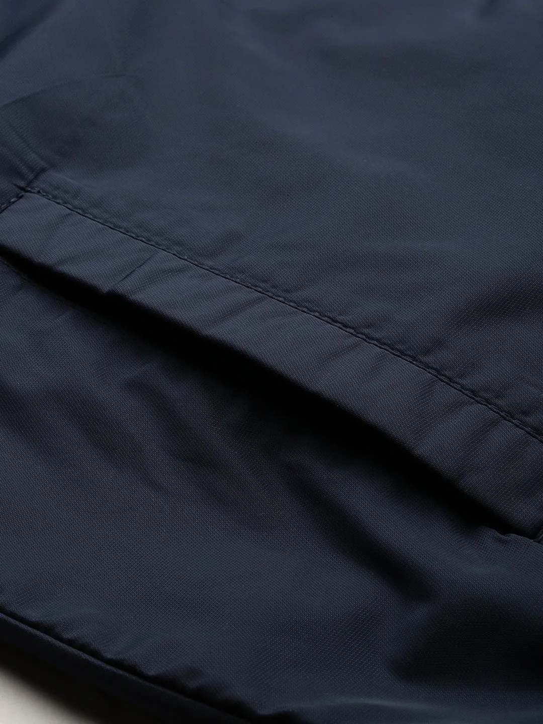 Men Navy Blue Mock Collar Bomber Jacket