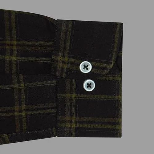 Men's 100% Cotton Plaid Checkered Full Sleeves Shirt (Wine)