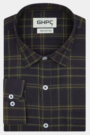 Men's 100% Cotton Plaid Checkered Full Sleeves Shirt (Wine)