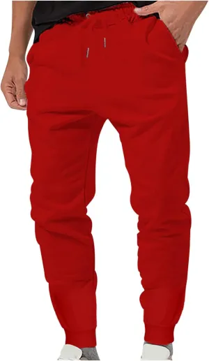 Men's Jogger Sweatpants Elastic Waist Comfy Bottoms Slim Fit Drawstring Trousers Lounge Gymwear Stretch Athletic Fit