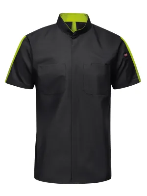 Men's Short Sleeve Two Tone Pro  Work Shirt with OilBlok and Mimix SX46 - Black|Hi-Vis Yellow