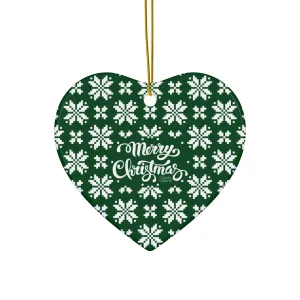 Merry Christmas Ceramic Ornament with Italian Design print | Green | Giada Valenti Collection