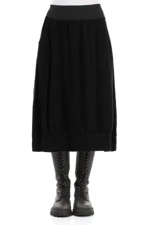 Midi Black Linen Viscose Skirt