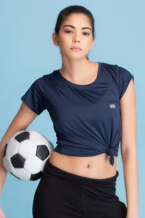Navy Blue Polyester Activewear T-Shirt