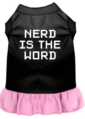 Nerd Is The Word Screen Print Dress Black With Light Pink Lg