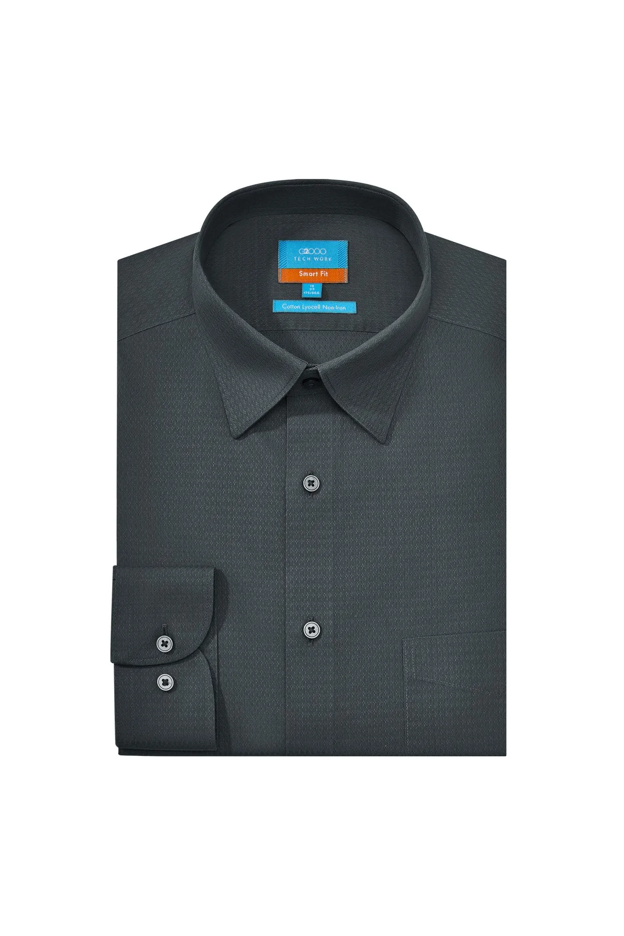 Non-Iron Super Soft Lyocell Blend Textured Shirt in Smart Fit with Chest Pocket