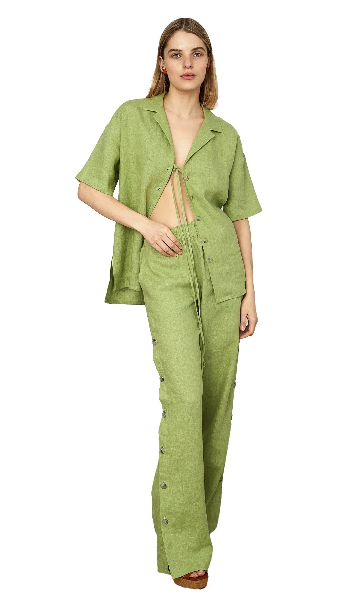 OVERSIZED GREEN LINEN SHIRT