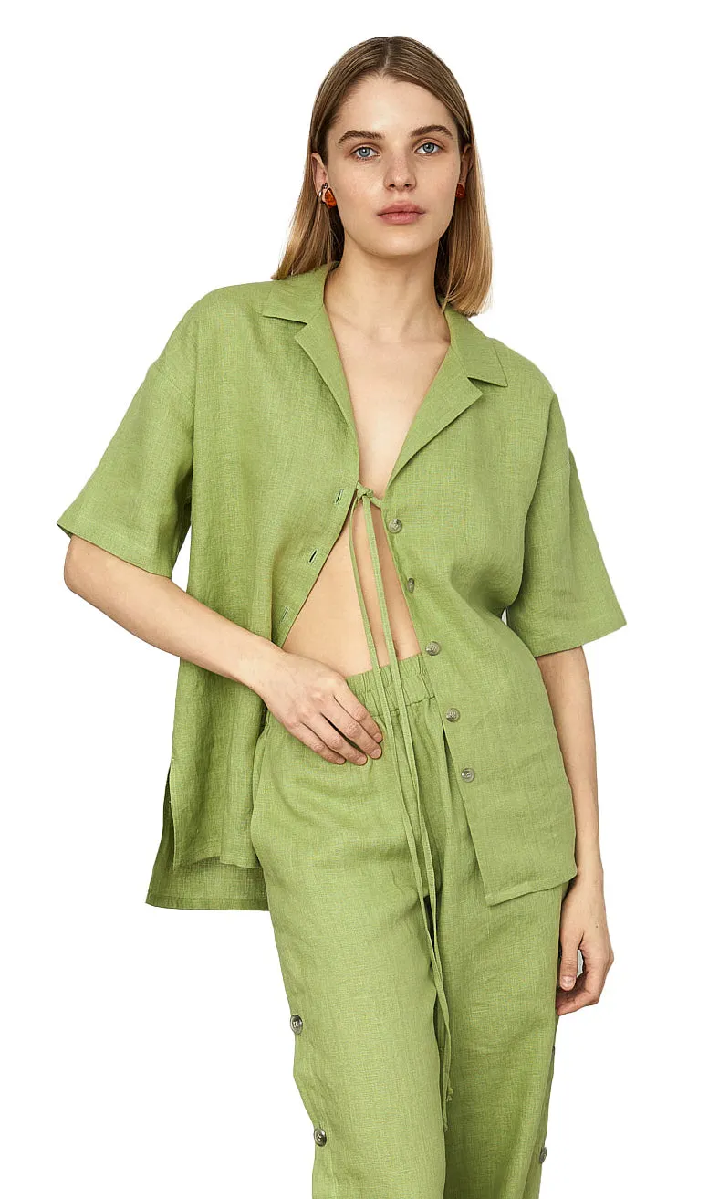 OVERSIZED GREEN LINEN SHIRT