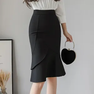 Oversized Winter Black Long Skirts 2024 Fashion Button High Waist Sexy Red Skirt Women Clothing Elegant Korean Office Midi Skirt