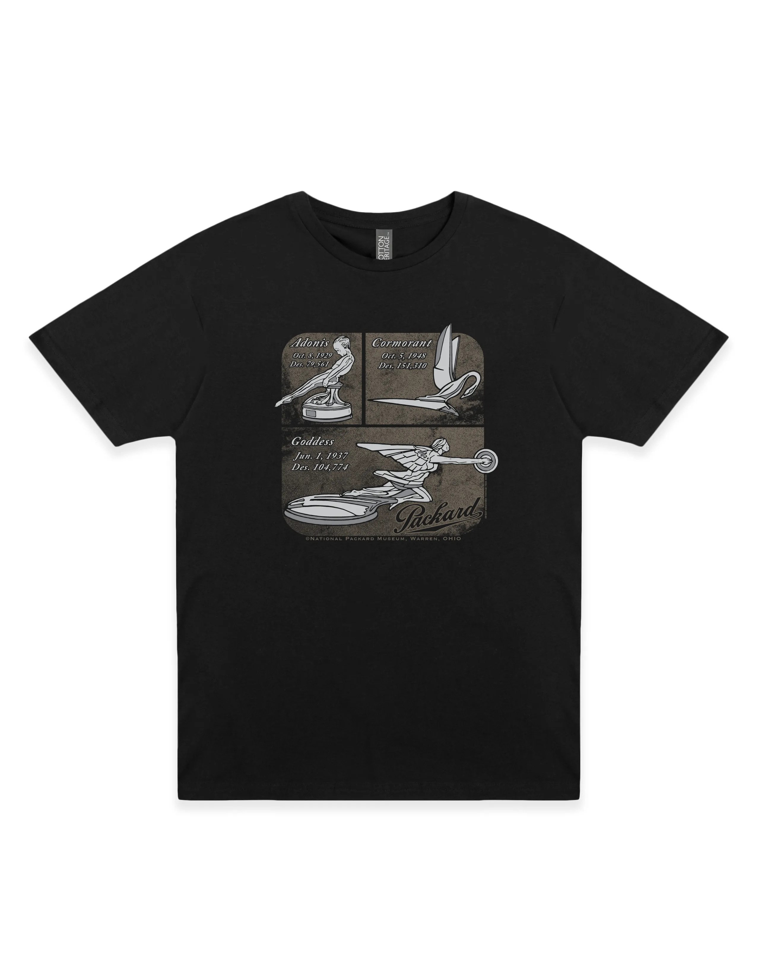 Packard Vintage Car Hood Ornaments | Metallic Silver Historical Patent Unisex Tee