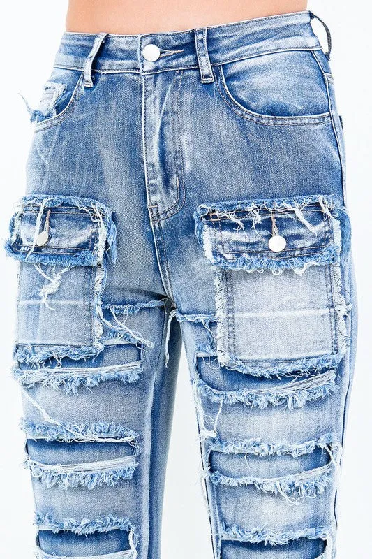 Patchwork Stacked Pants