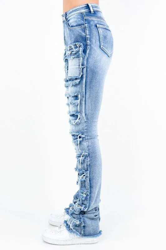 Patchwork Stacked Pants