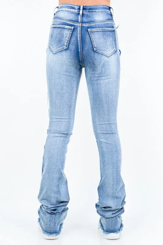 Patchwork Stacked Pants