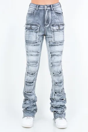 Patchwork Stacked Pants