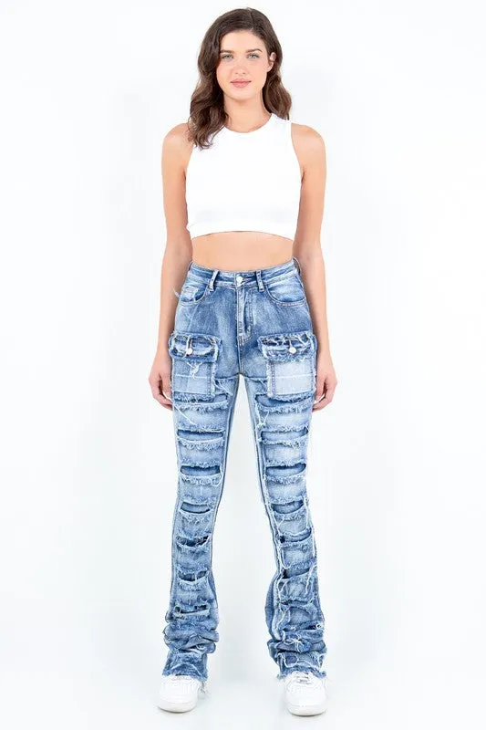 Patchwork Stacked Pants