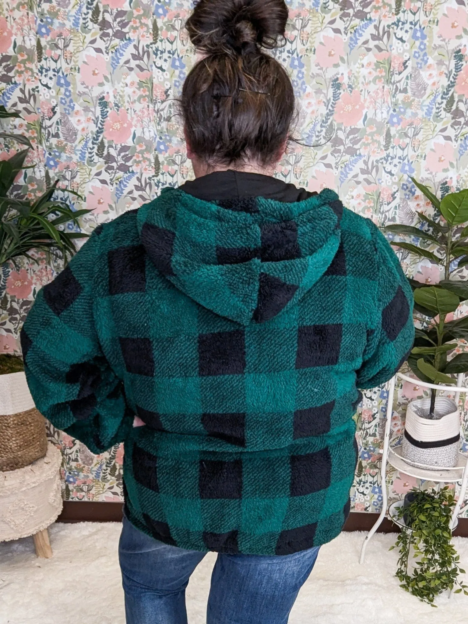 PHC Evergreen Plaid Sherpa Fleece Full zip Hoodie