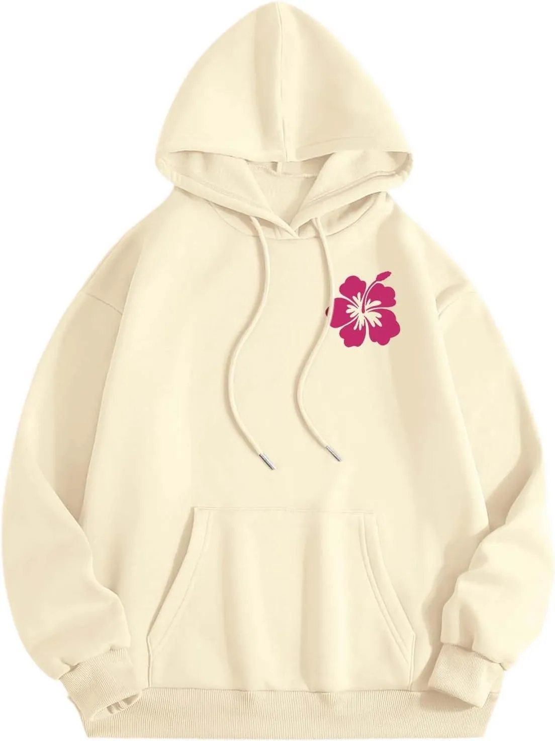 Pink Puff Hoodie For Women Oversized Summer Waves Chill Enjoy Letter Graphic Comfort Sweatshirts