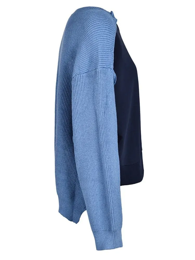 Pre Order:  Two Tone Blue Knit Sweater