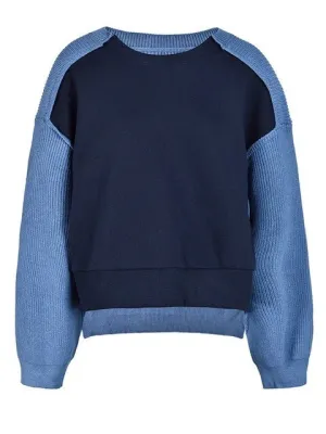 Pre Order:  Two Tone Blue Knit Sweater