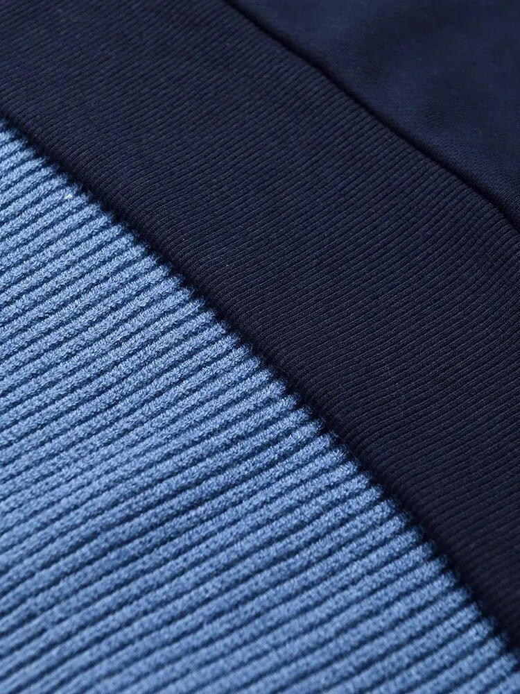 Pre Order:  Two Tone Blue Knit Sweater