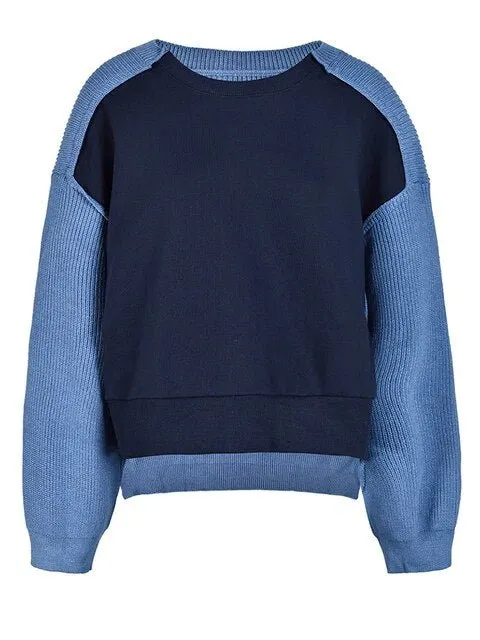 Pre Order:  Two Tone Blue Knit Sweater