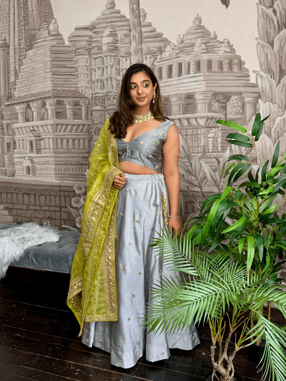 Rani Luxury Grey Silk Mirror Blouse (size 4-16)
