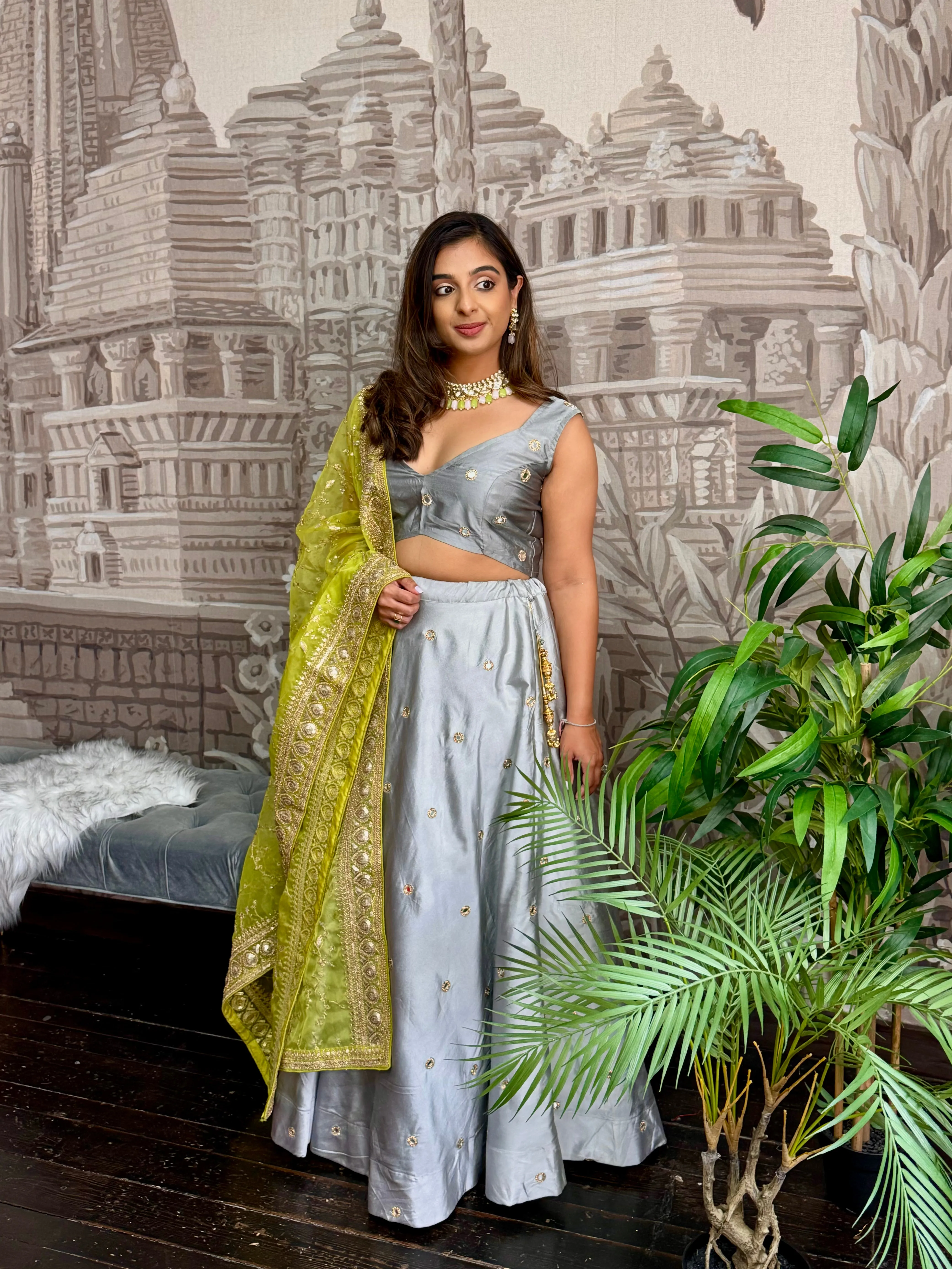 Rani Luxury Grey Silk Mirror Blouse (size 4-16)