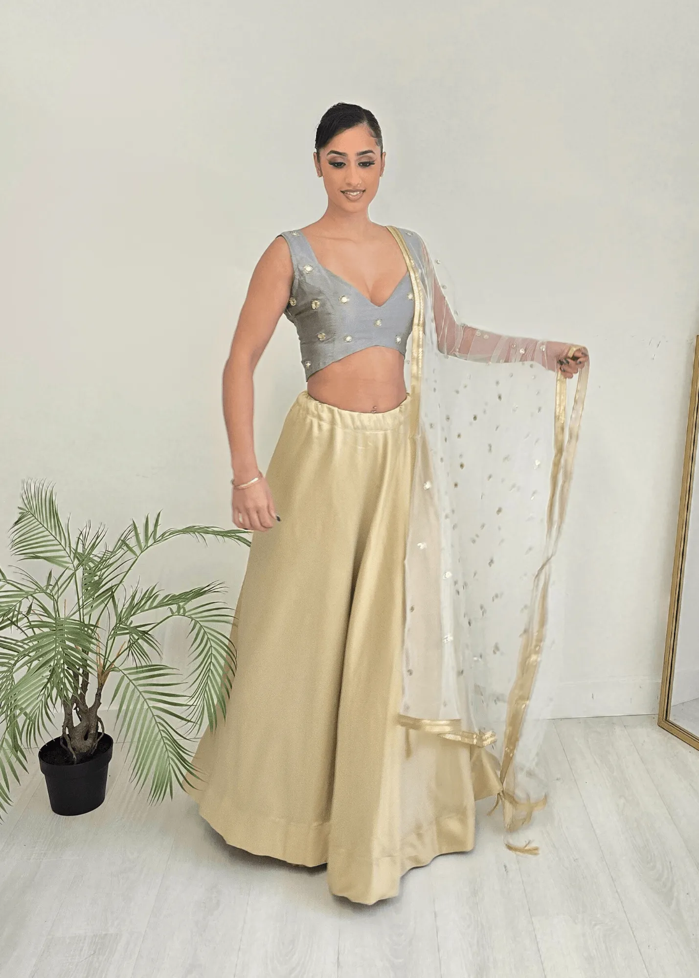 Rani Luxury Grey Silk Mirror Blouse (size 4-16)