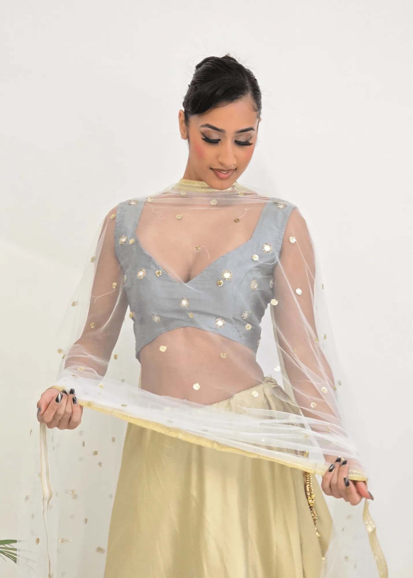 Rani Luxury Grey Silk Mirror Blouse (size 4-16)