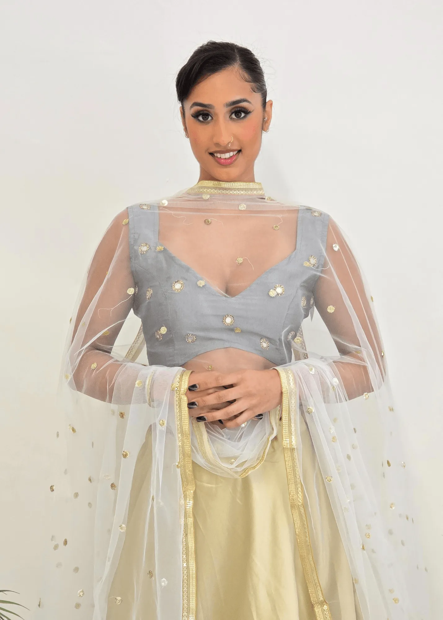 Rani Luxury Grey Silk Mirror Blouse (size 4-16)