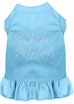 Rhinestone Rich Bitch Dress Baby Blue Xxxl