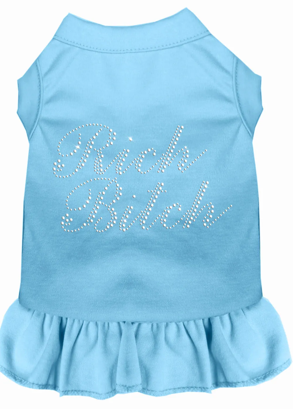 Rhinestone Rich Bitch Dress Baby Blue Xxxl