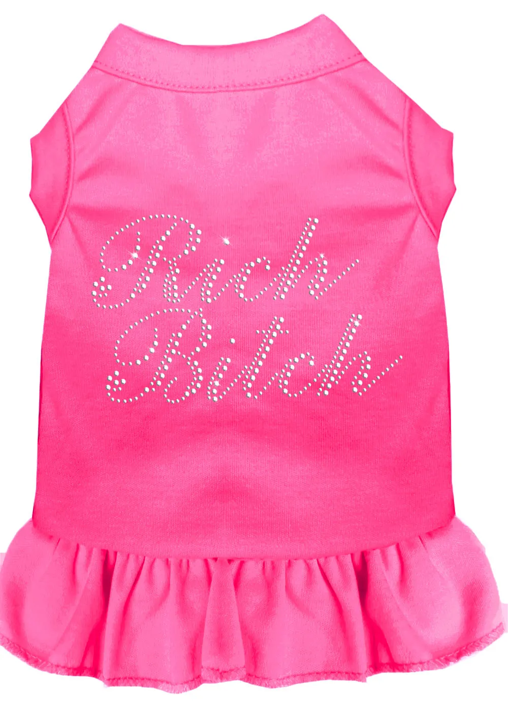 Rhinestone Rich Bitch Dress Bright Pink 4x