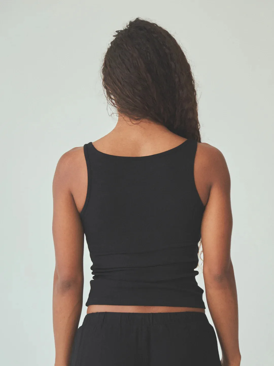 Ribbed Boat Neck Tank Top with Built-In Brami Support