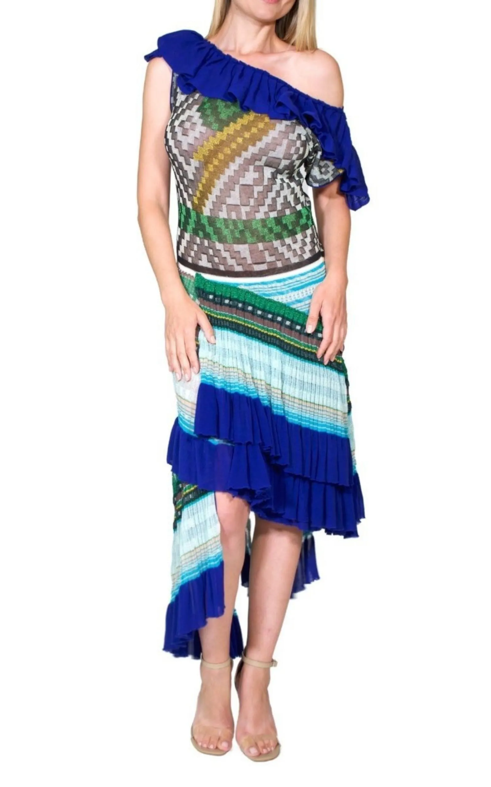 Roude Ruffled Crochet Knit Dress