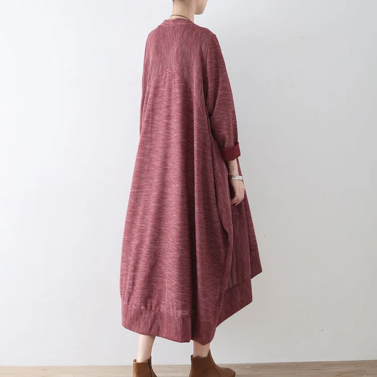 Ruby stripe cotton cardigans long casual coats oversized cotton clothing