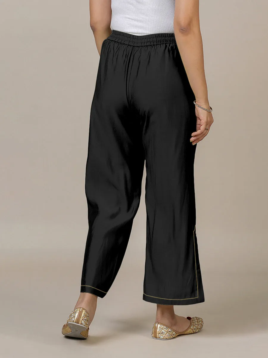 Saba x Rozaana | Raven Black Cotton Silk Pants