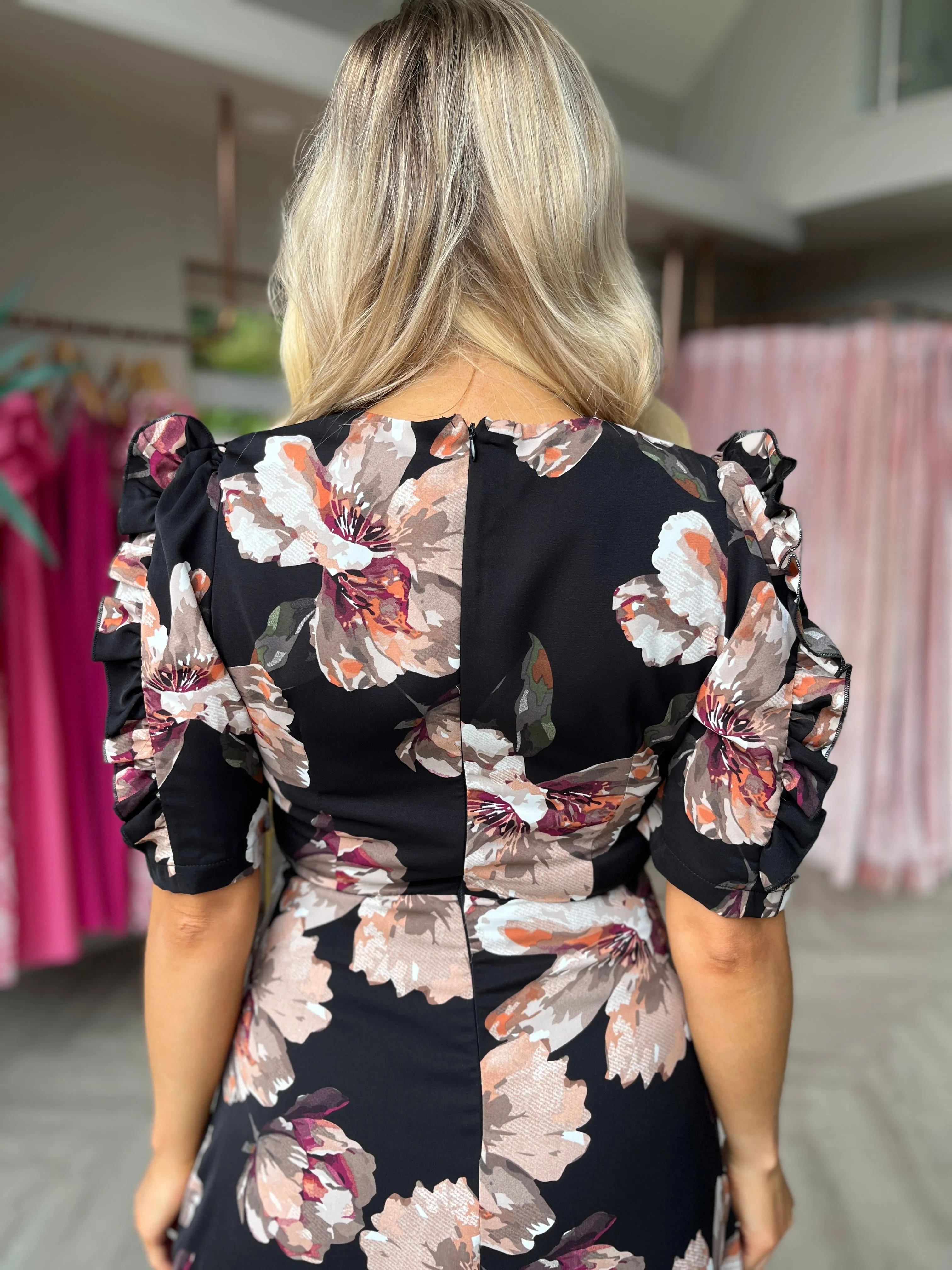 Samira Black Floral Dress