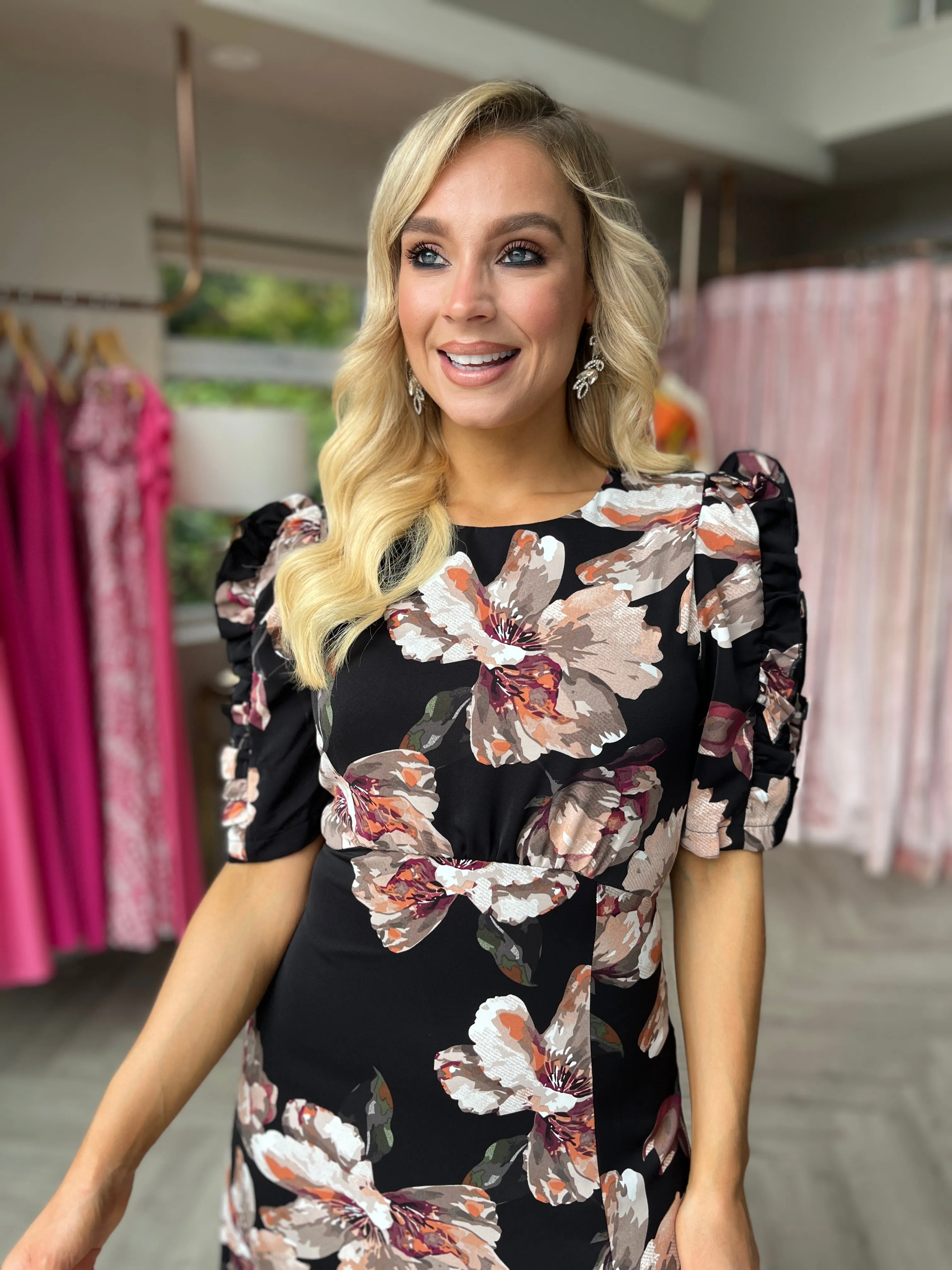 Samira Black Floral Dress