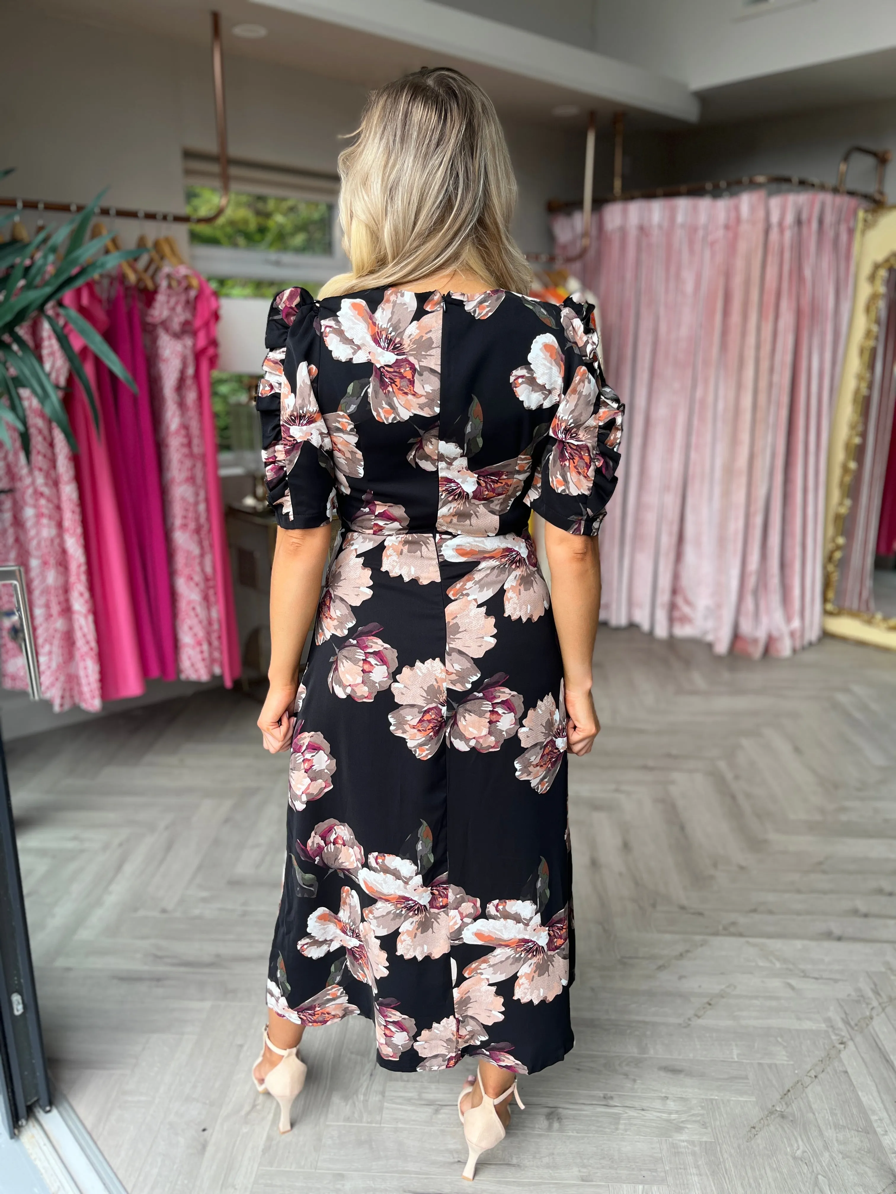 Samira Black Floral Dress